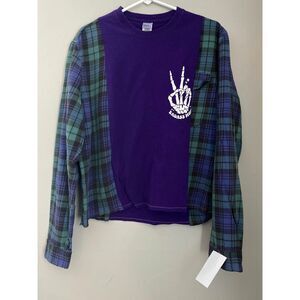 Badass Mom Purple, Reworked Flannel Tshirt, Upcycled